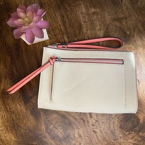 Ivory faux leather clutch